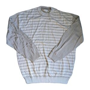 Vtg Pronto Uomo Sweater 2XL Beige Knit Rayon Cotton Mens Pullover Hong Kong XXL